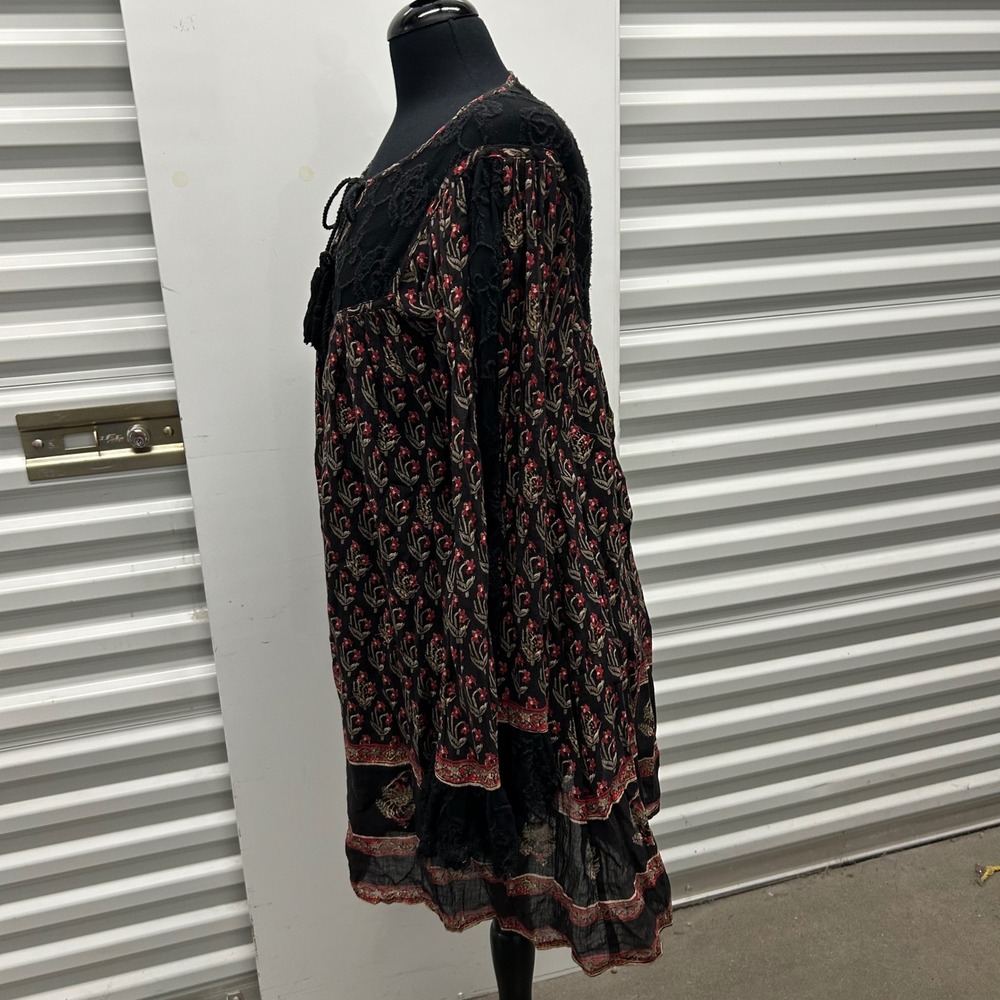 Free People Urban Outfitters Nomad Printed Floral Chiffon Black Combo Dress - Picture 9 of 11